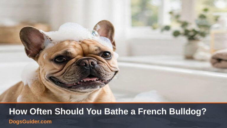 French Bulldog having a bath in a tub