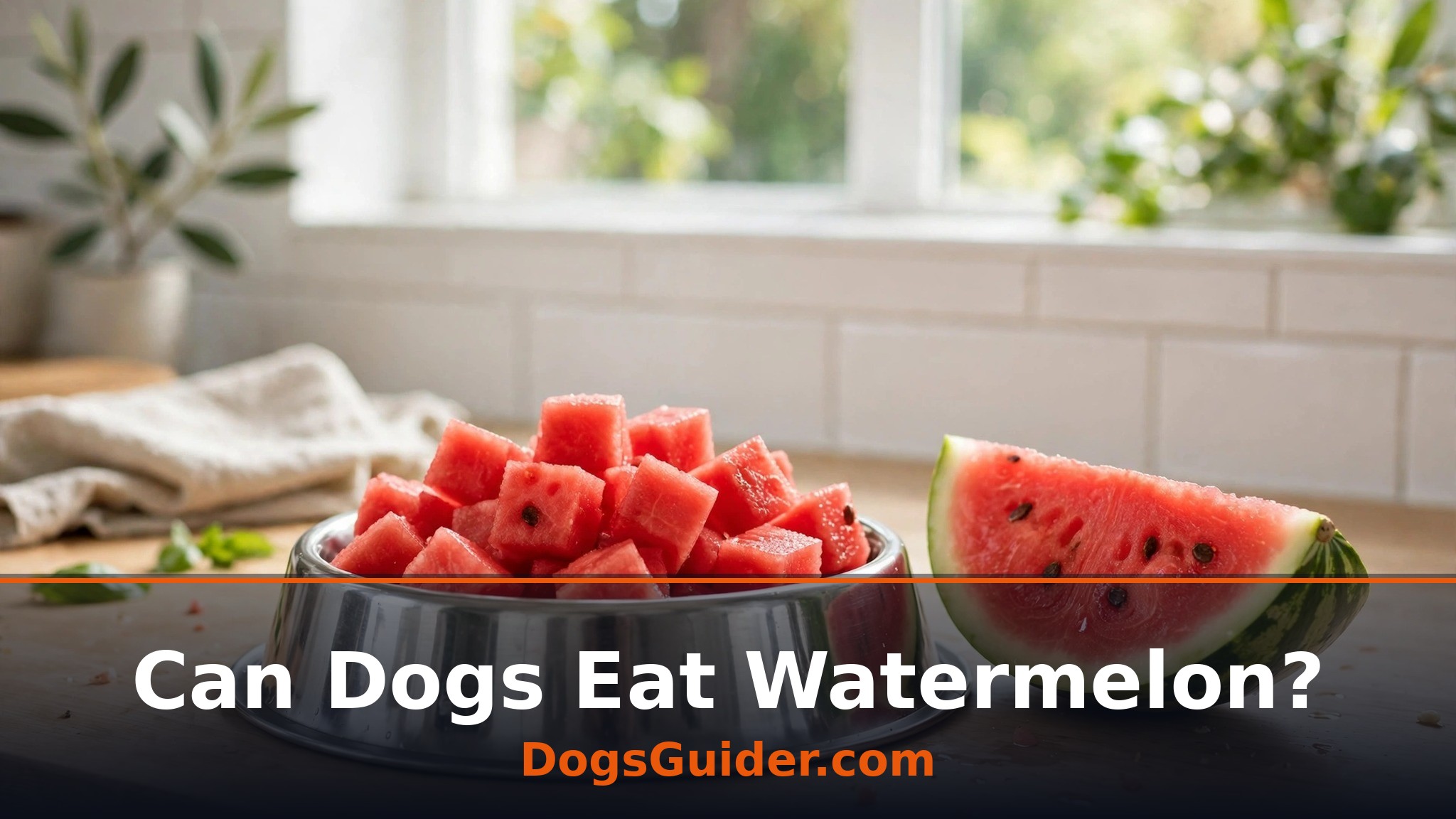 watermelon cubes in a dog bowl for dogs
