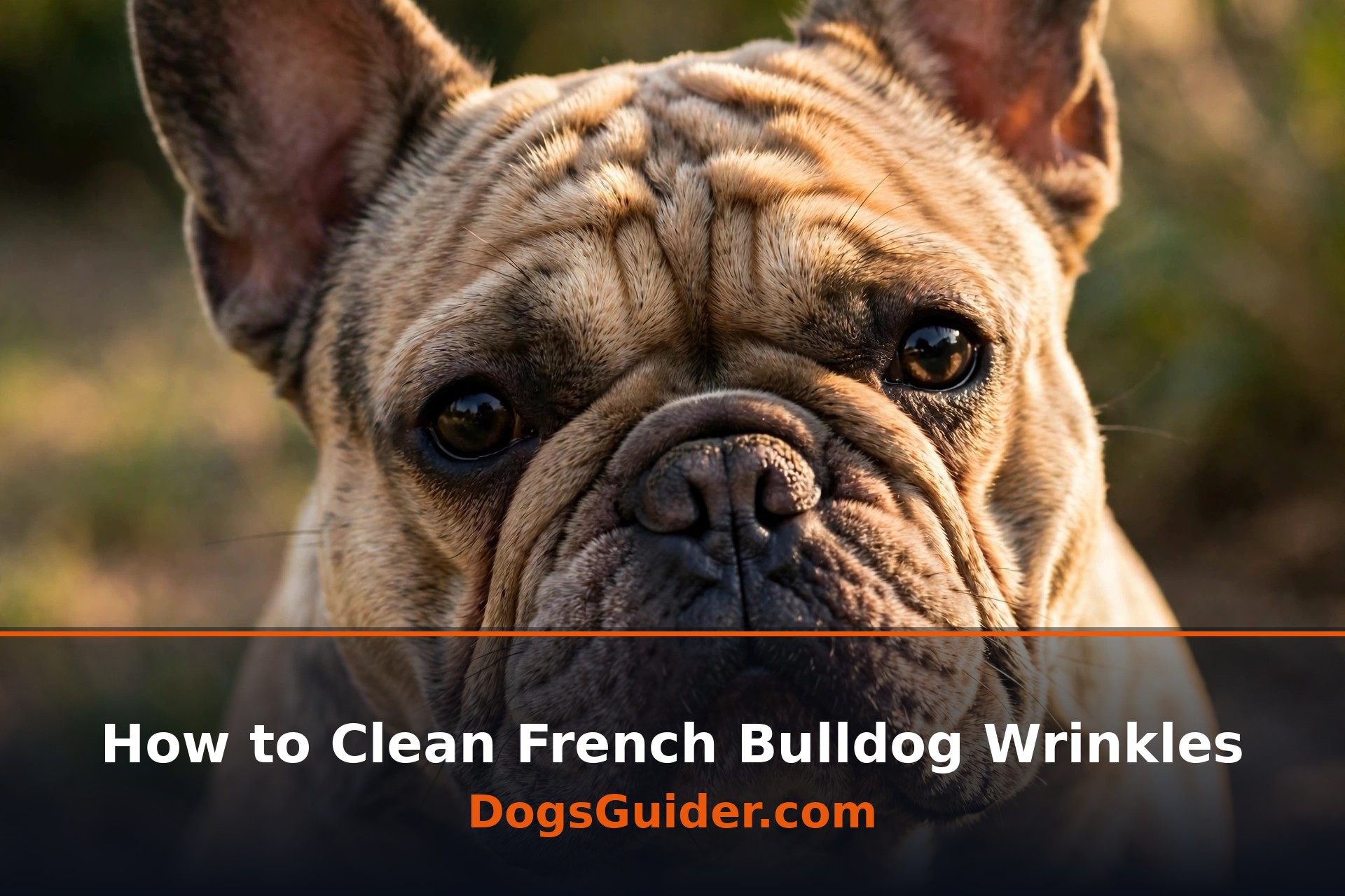 Cleaning a French Bulldog face wrinkle with a soft cloth